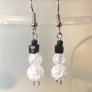 Elegant Black and White Beaded Earrings
